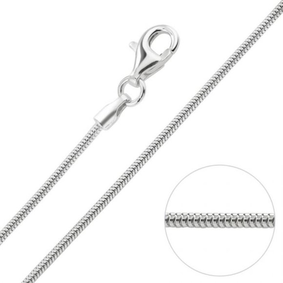 New Unisex Solid Italian Sterling Silver 1mm Rounded Snake Chain - Picture 5 of 10